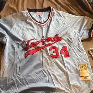Mitchell & Ness Blue and Red Twins Jersey Kirby plucket